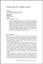 Sample paper for Complex Systems